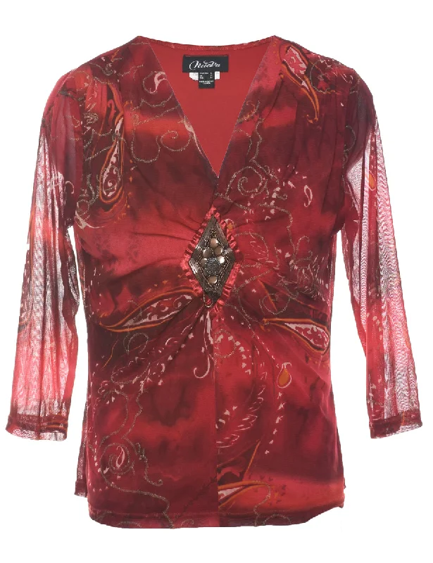 European Plan Paisley Evening Top - M