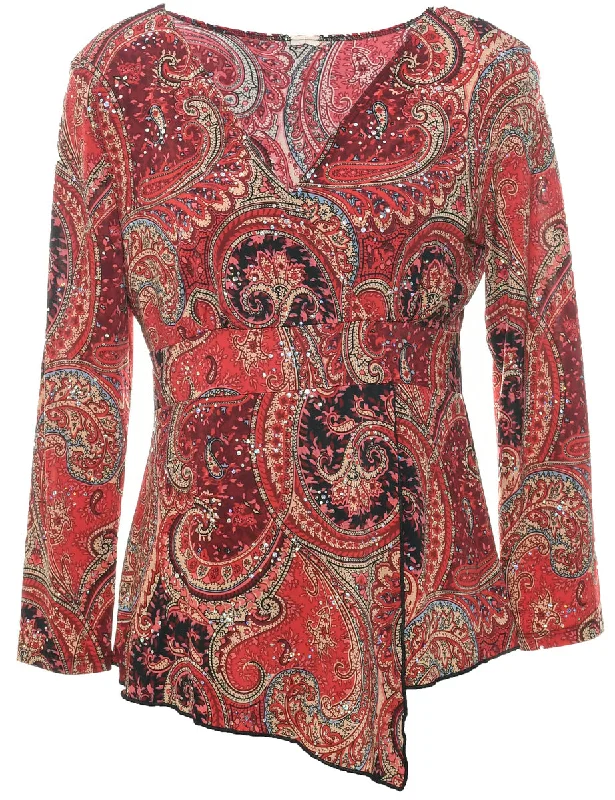 Minimal Classic Paisley Evening Top - M
