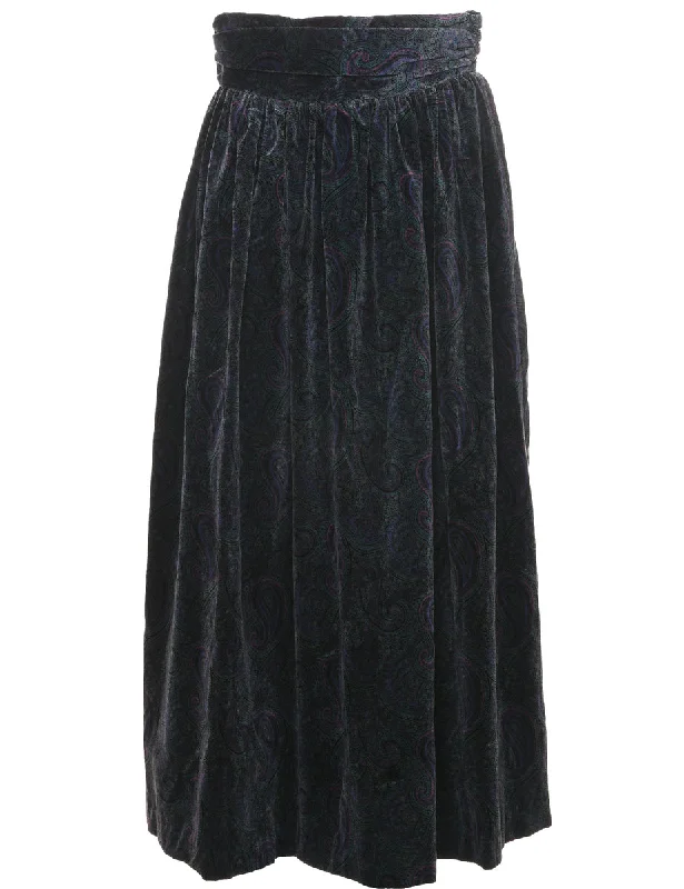 Weekend Style Paisley Print Midi Skirt - M