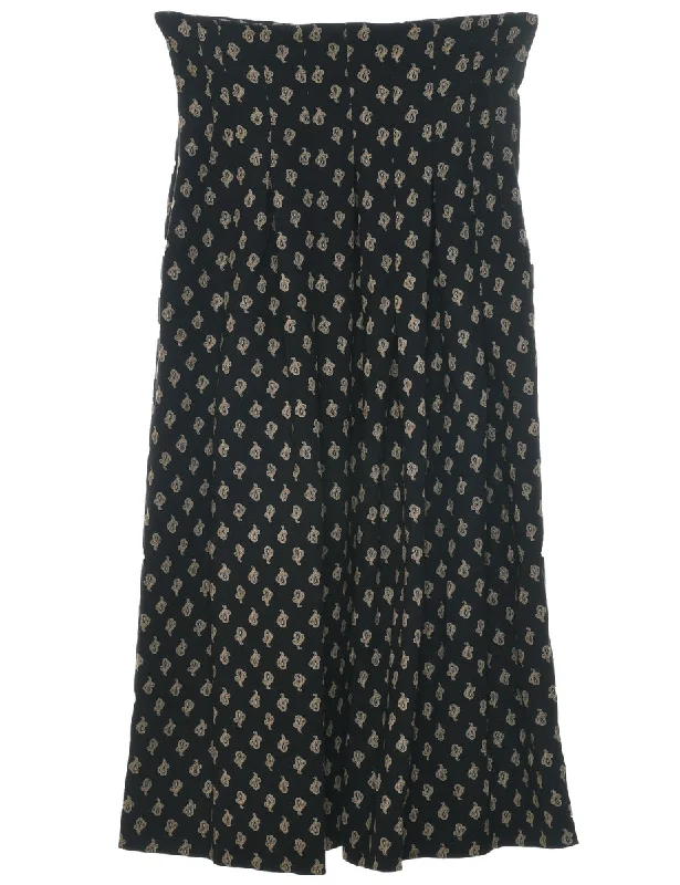Relaxed Fit Paisley Print Midi Skirt - S