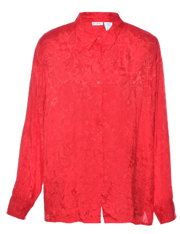 Layered Style Paisley Red Blouse - M