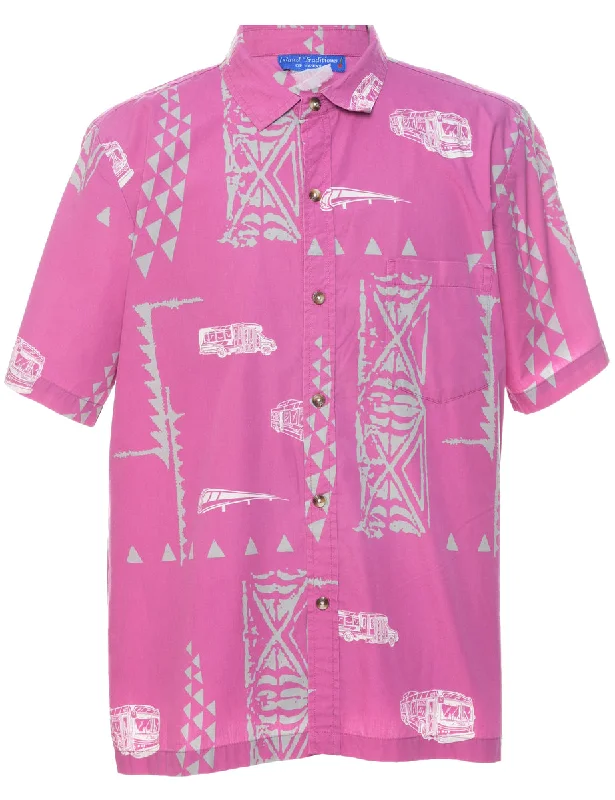 Sporty Wear Pale Pink Hawaiian Shirt - L
