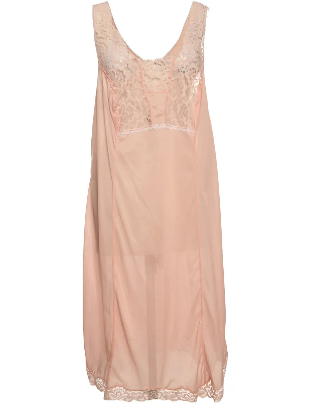 Soft Relaxation Wear Pale Pink Sheer Slip - L