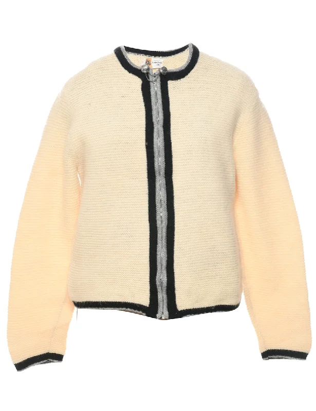 Classic Retro Pale Yellow Cardigan - M