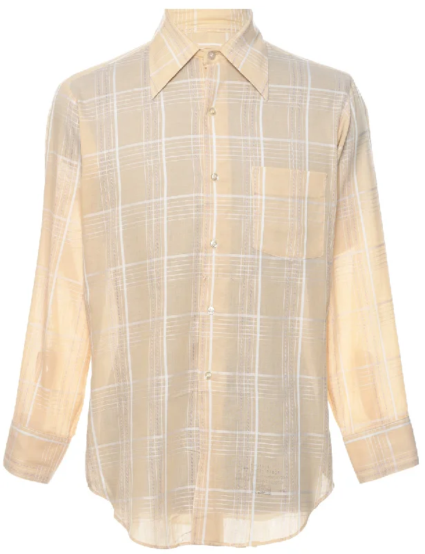 Moisture wicking Pale Yellow & White 1970s Classic Checked Shirt - L