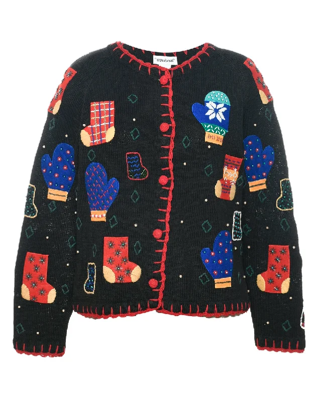 Lazy Home Patchwork Christmas Cardigan - M