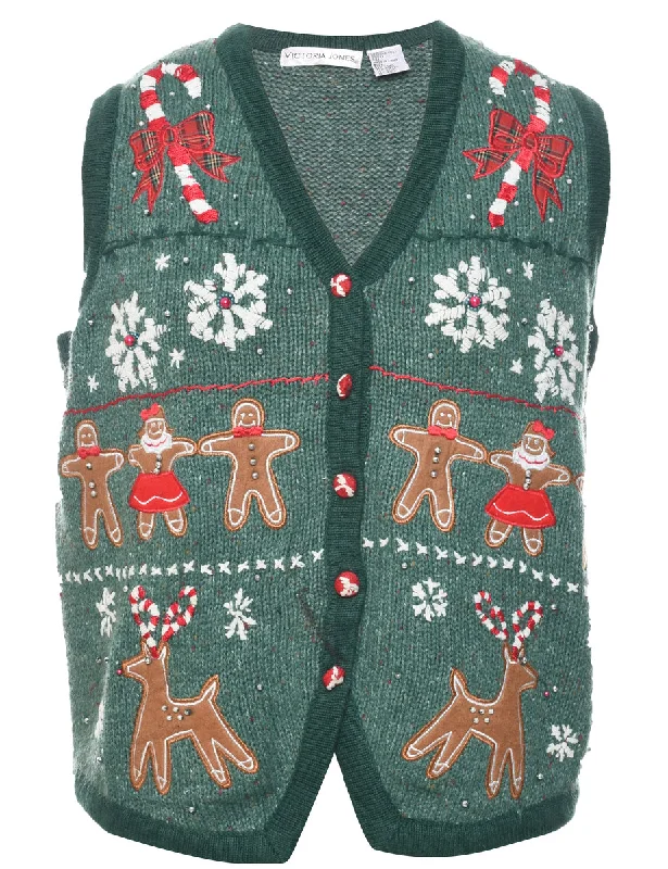 Artistic Temperament Patchwork Christmas Vest - L