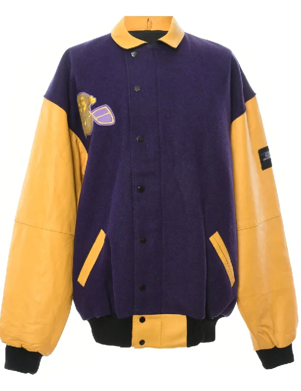 Fashionable And Fashionable Patchwork Purple Team Jacket - XXL
