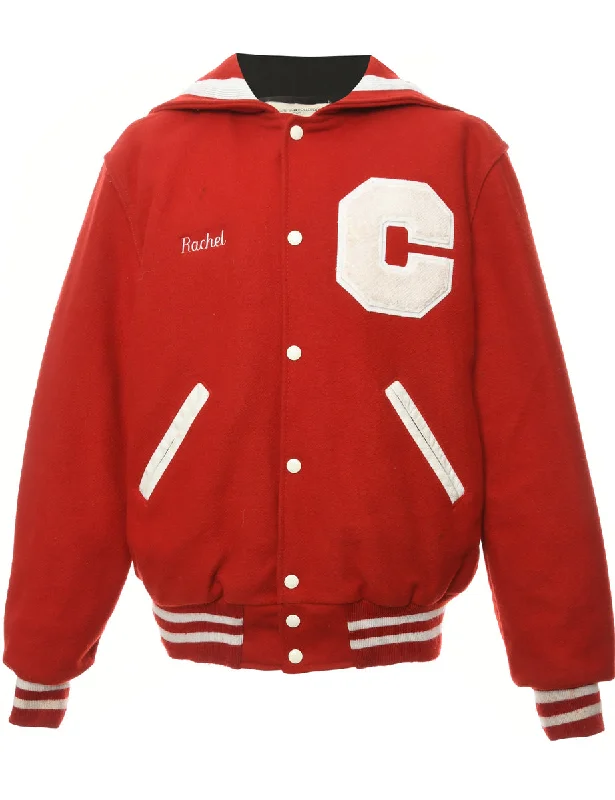 Fresh And Elegant Patchwork Red Team Jacket - M
