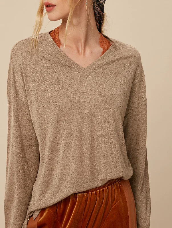 Fashionable Prints The One Basic Burnout V-Neck Long Sleeve