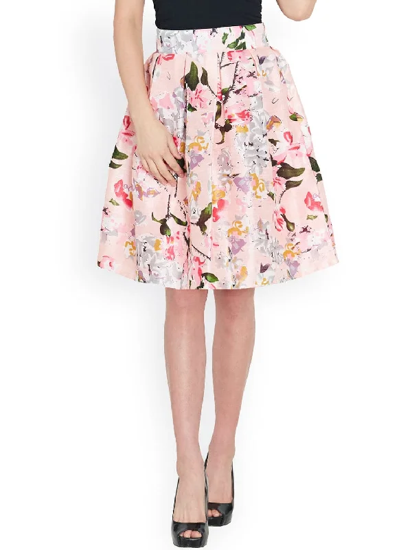 Fashion Touch Pink Floral Silk Skirt