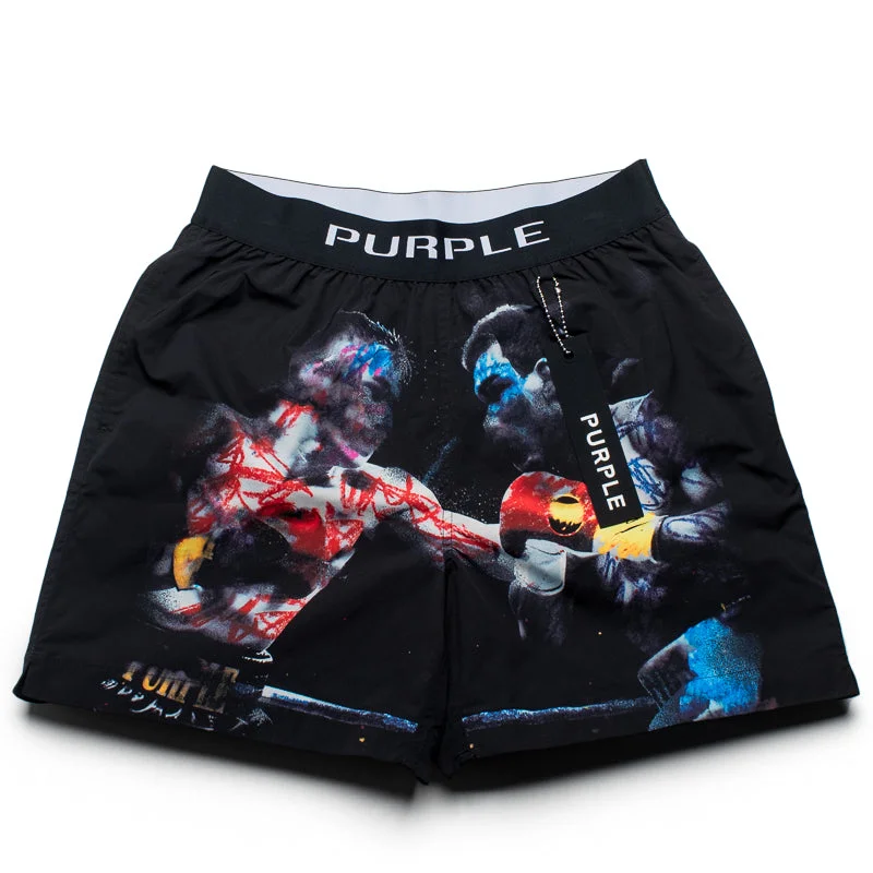 Dynamic Fashion Purple Brand Fight Night Swim Shorts - Black