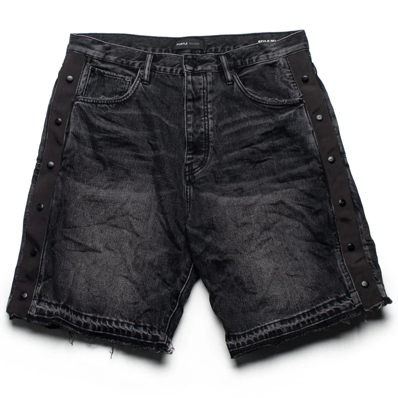 End Of The Year Purple Brand Tearaway Denim Shorts - Black