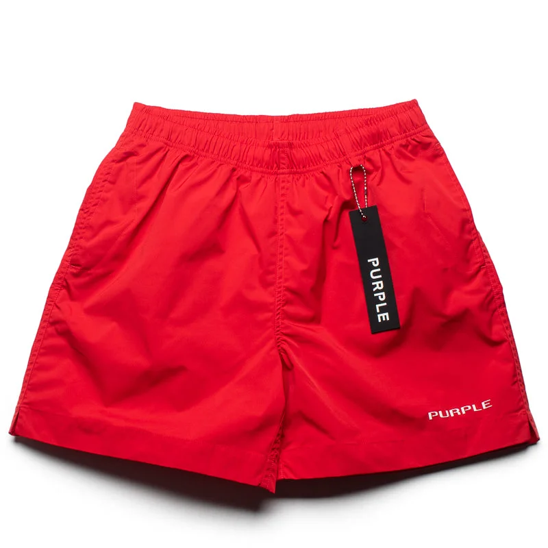 Street Fashion Purple Brand Wordmark All Around Short - Red