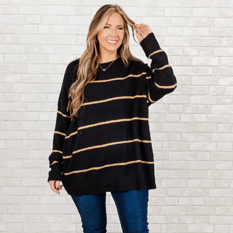Must-have For Fashion Slumber Party Sweater, Black-Brown