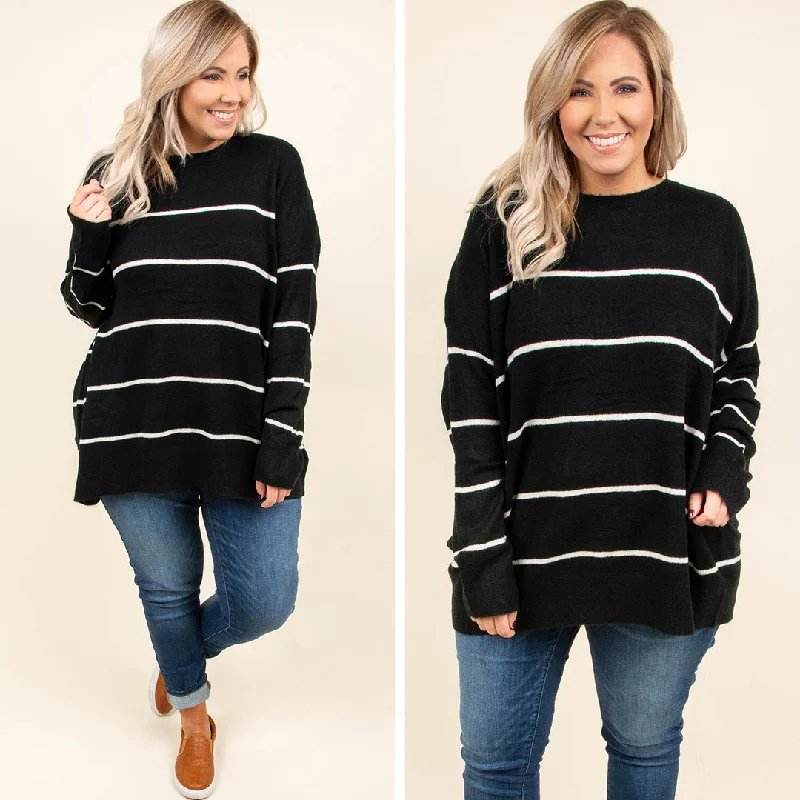 Minimal Style Slumber Party Sweater, Black-Cream
