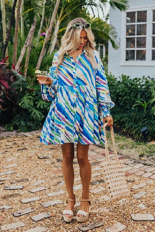 Youthful Sorbet Summer Mini Dress in Blue
