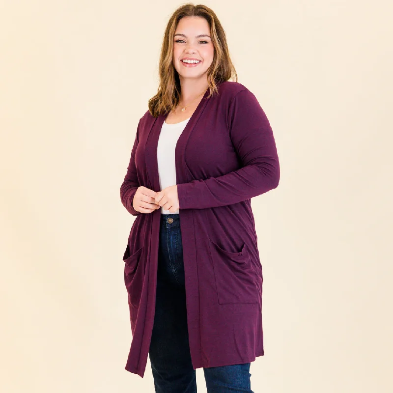Soft And Comfortable Staying Inside Cardigan, Eggplant