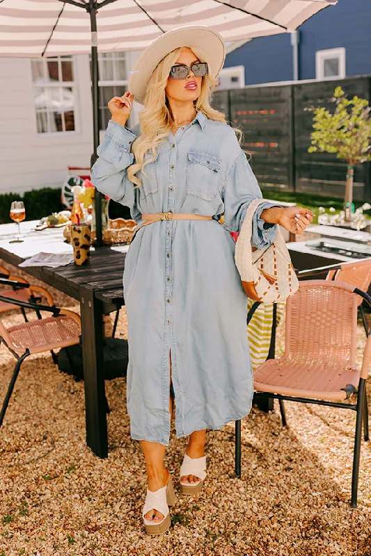 Cozy Knits Street Chic Chambray Maxi Dress Curves