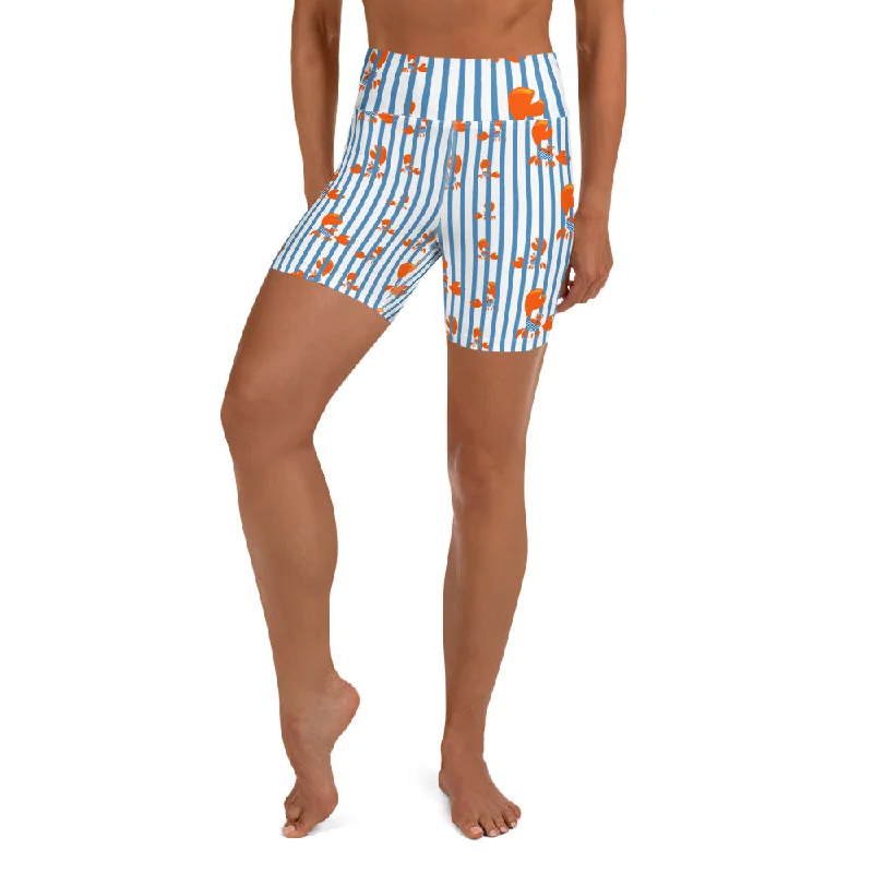 Modern Comfort Stripes & Crabs Yoga Shorts