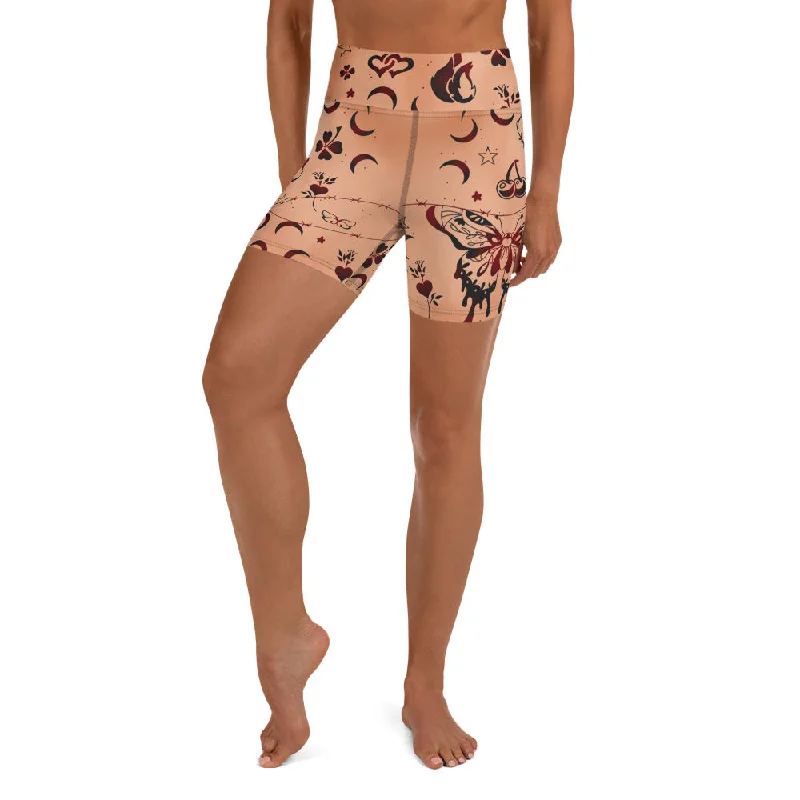 Fashion Selection Tattoo Inspired Yoga Shorts
