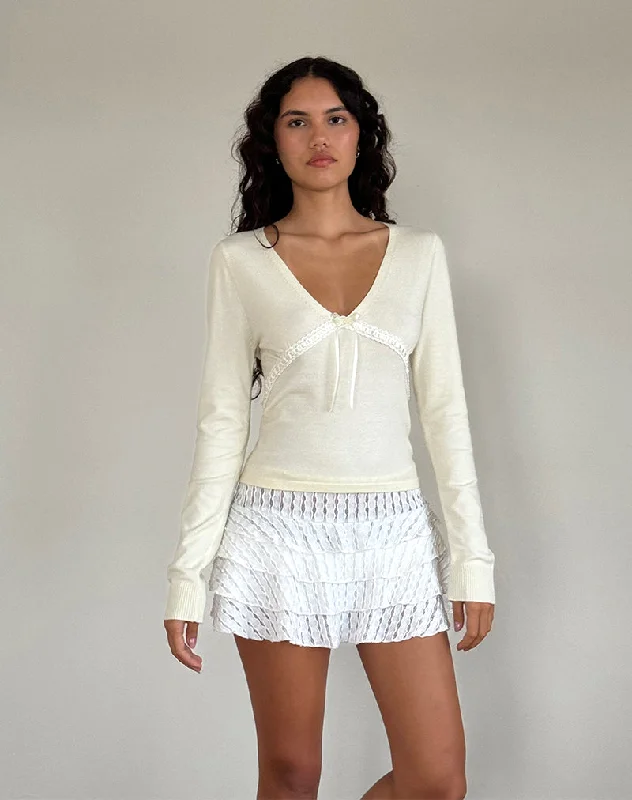 Fresh Comfort Tirzah Brushed Knit Top in Cream