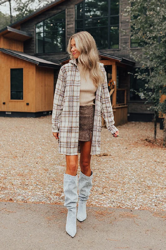 Exquisite Tailoring Touch Of Fall Plaid Tunic Dress In Cream