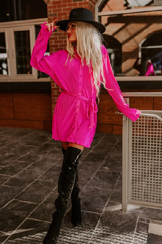 Casual Comfort True To Form Pleated Dress In Fuchsia
