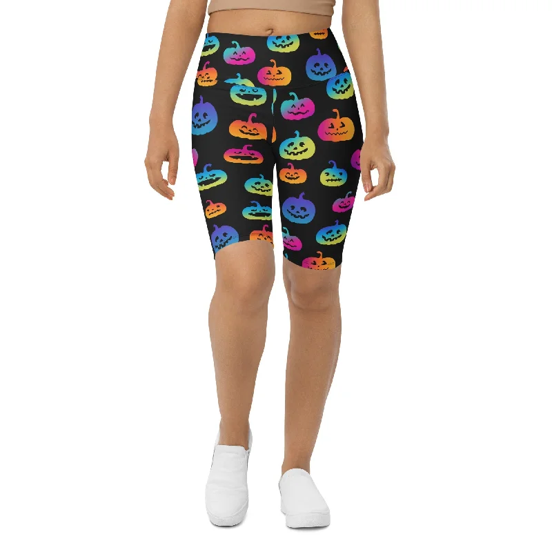 Simple Matching Vibrant Jack O'Lanterns Biker Shorts