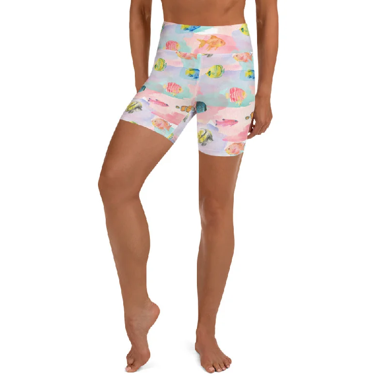 Smart Comfort Watercolor Fish Yoga Shorts