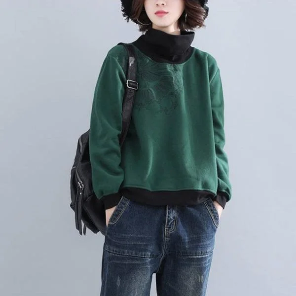 Versatile Outfits Winter Long Sleeve Turtleneck Pullovers Female Tops Hoodie