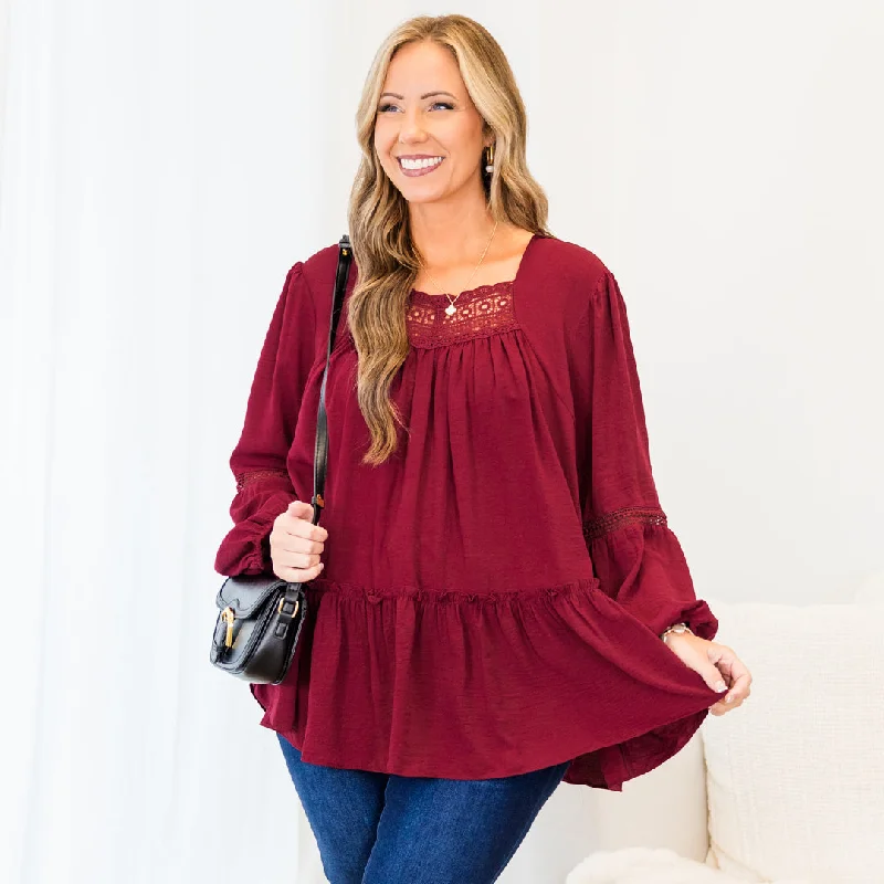 Simple Style Words Of Affirmation Top, Red