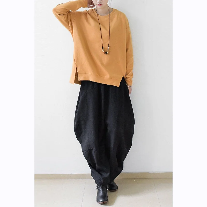 Soft Comfort Yellow Womens Sweatshirt Short Top Thick Cotton Pullover